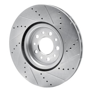 Alfa Romeo Tonale Brake Rotor (1) - Front Left - R1 Concepts - Drilled & Slotted - Silver - `14-`25